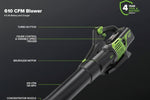 Charger l’image dans la visionneuse de la galerie, 60V 17-Inch Brushless Push Lawn Mower & 610 CFM Cordless Blower Combo, 4.0Ah Battery & Charger Included