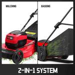 Charger l’image dans la visionneuse de la galerie, 21-Inch 40V Cordless Walk-Behind Lawn Mower, 2-in-1 Mulching & Bagging, 6 Height Adjustments, Foldable, 2 Batteries & Charger Included, Easy Storage, for Garden & Yard