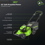 Charger l’image dans la visionneuse de la galerie, 80V 21" Cordless Self-Propelled Lawn Mower + Leaf Blower (580 CFM), Brushless Motor, 4.0Ah Battery & Rapid Charger Included