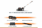 Charger l’image dans la visionneuse de la galerie, 17-Inch Cordless Lawn Mower, 2-in-1 Electric Edge Cutting, Lightweight Push Mower, 6 Height Adjustments, Batteries & Charger Included, Model WG745
