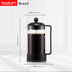 Charger l’image dans la visionneuse de la galerie, Bodum French Press Brazil - 1L 8 Tasses Cafetière À Piston - Verre...