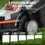 Charger l’image dans la visionneuse de la galerie, 13" Cordless Electric Lawn Mower, 20V Battery Powered, Lightweight Push Mower, 5 Height Adjustments, 4.0Ah Battery Included