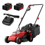 Charger l’image dans la visionneuse de la galerie, 20V 13" Electric Lawn Mower, Brushless Cordless Lawn Mower with 4-Position Height Adjustment, Walk-Behind Push Mowers with 8 Gallon Grass Bag, 2 x 4.0Ah Batteries & Charger Included, LM13B8, Red