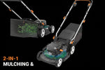Charger l’image dans la visionneuse de la galerie, 17-Inch Cordless Lawn Mower, 2-in-1 Electric Edge Cutting, Lightweight Push Mower, 6 Height Adjustments, Batteries & Charger Included, Model WG745