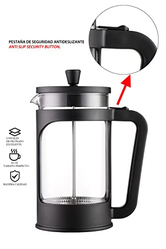 Vier Cafetière Théière À Presse Française De 1 Litre Verre Borosili...