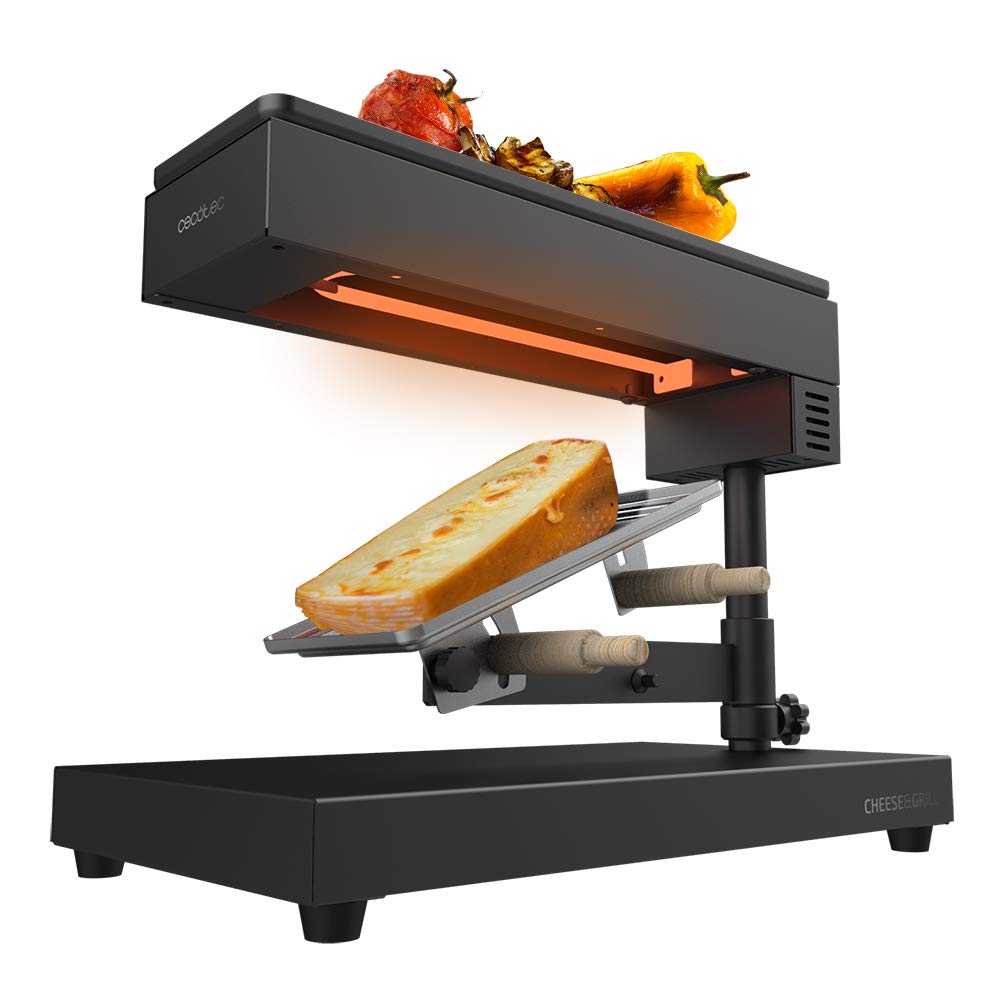 Raclette traditionnelle avec gril – 600 W, Thermostat réglable, Acier inox