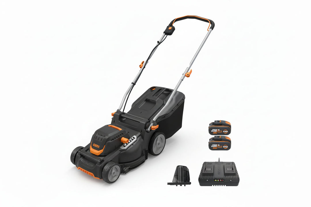 Nitro 16" Cordless Lawn Mower, 2 in 1 Electric Mower with with Brushless Motor, Lightweight Push Lawn Mower for 1/4 Acre, 2 Batteries & Charger Included, WG737