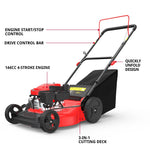 Charger l’image dans la visionneuse de la galerie, 21" Gas Lawn Mower, 144cc OHV Engine, 3-in-1 Push Mower with Bagging, Mulching &amp; Side Discharge