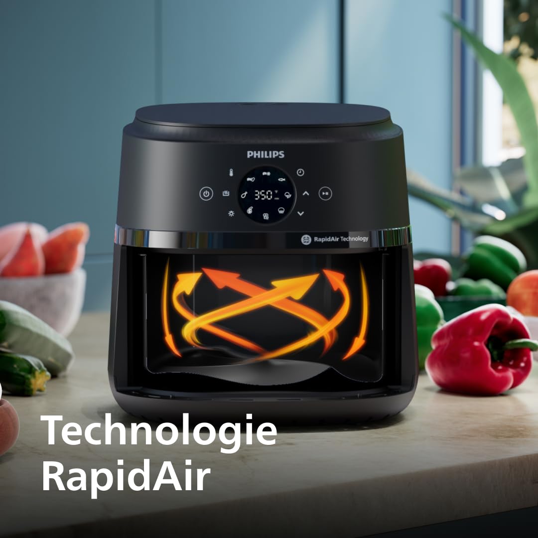 Airfryer 6,2 L – 13 modes de cuisson, Technologie RapidAir, Écran tactile, Noir (NA230/00)