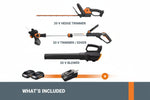Charger l’image dans la visionneuse de la galerie, 20V 12'' Cordless String Trimmer, 360 CFM Leaf Blower &amp; 22'' Hedge Trimmer Combo, 2 Batteries &amp; Charger Included, WG931