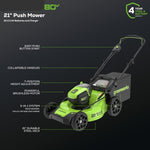 Charger l’image dans la visionneuse de la galerie, 80V 21" Cordless Self-Propelled Lawn Mower + Leaf Blower 580 CFM, Brushless Motor, 4.0Ah Battery &amp; Rapid Charger Included
