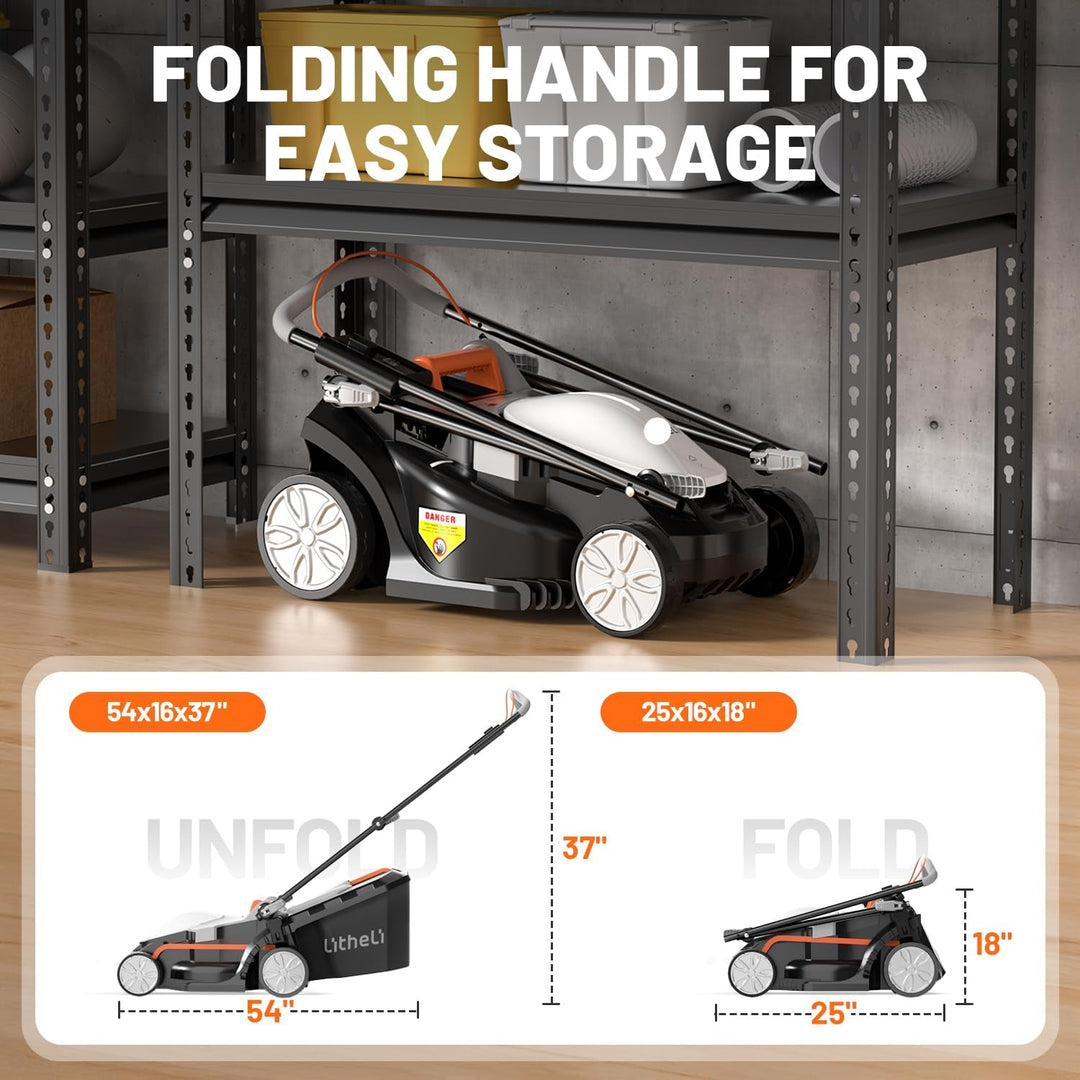 13" Cordless Electric Lawn Mower, 20V Battery Powered, Lightweight Push Mower, 5 Height Adjustments, 4.0Ah Battery Included