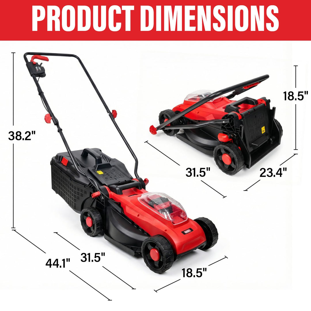 20V 13" Electric Lawn Mower, Brushless Cordless Lawn Mower with 4-Position Height Adjustment, Walk-Behind Push Mowers with 8 Gallon Grass Bag, 2 x 4.0Ah Batteries & Charger Included, LM13B8, Red