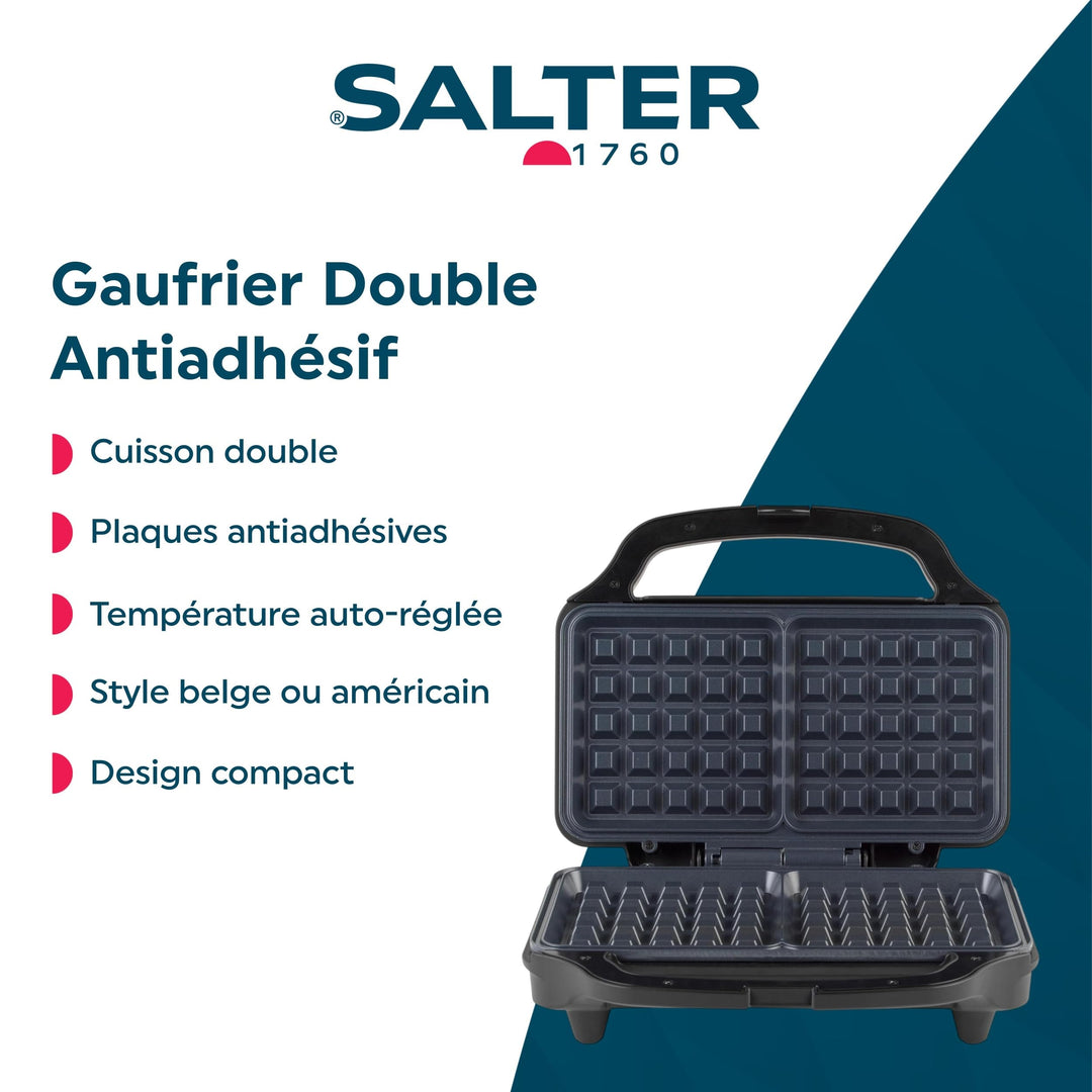 Salter Double Gaufrier Plaques De Gaufres Doubles Non Adhésives Rem...