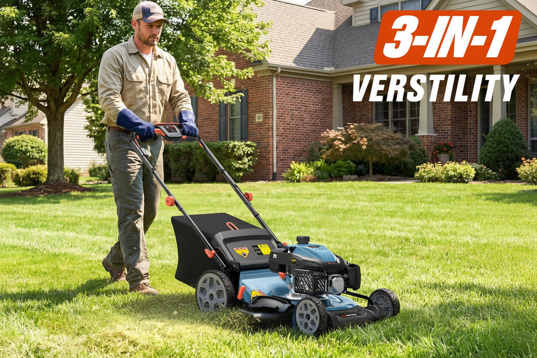 201cc 22" Gas Lawn Mower, Self-Propelled Rear Wheel Drive, 3-in-1 Mulching Bagging Discharge, Variable Speed, 6 Height Adjustment