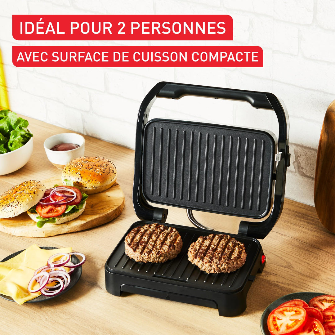 Gril & machine à panini compacte – Plaques antiadhésives, Nettoyage facile