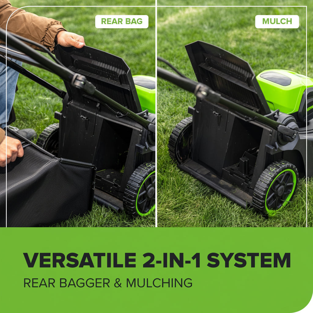 60V 17-Inch Brushless Push Lawn Mower & 610 CFM Cordless Blower Combo, 4.0Ah Battery & Charger Included