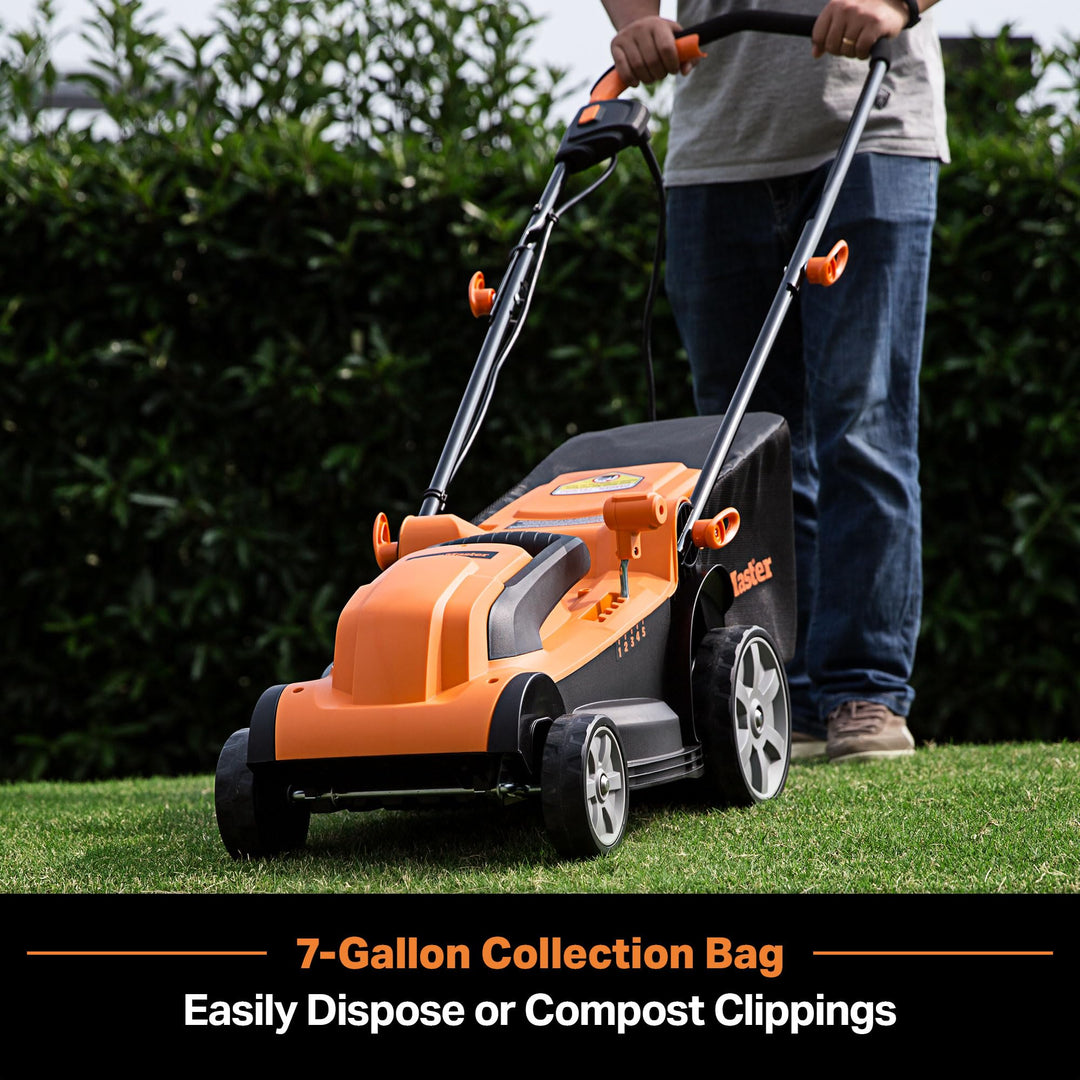15" Electric Corded Lawn Mower, 11AMP Push Mower, Lightweight & Efficient for Small Lawns