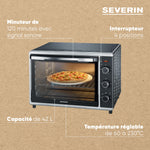 Charger l’image dans la visionneuse de la galerie, Severin Mini-Four À Chaleur Tournante 42 L Avec Pierre À Pizza Et T...
