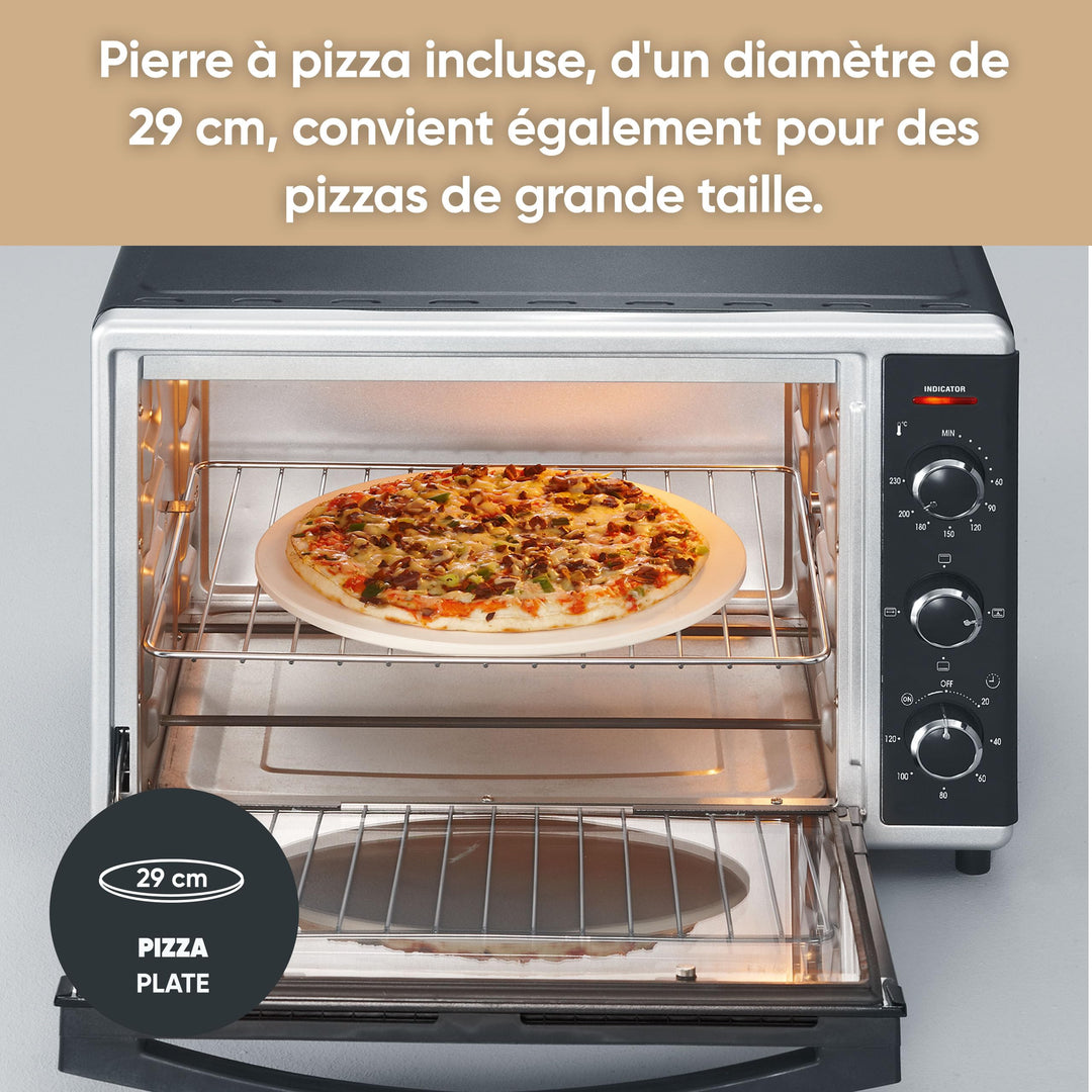 Severin Mini-Four À Chaleur Tournante 42 L Avec Pierre À Pizza Et T...